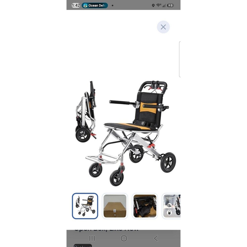 Ultra Lightweight Folding Transport Wheelchair Portable Aluminum Travel Chair